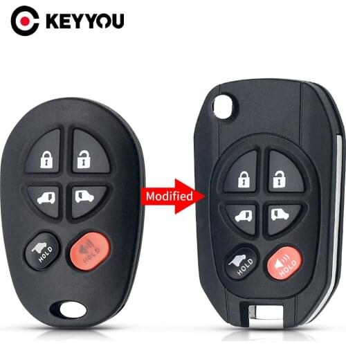 KEYYOU 10x Modified Flip Car Key Remote Shell Fob For Toyota Sequoia Avalon Solara Tacoma Highlander Sienna Tundra 5+1 6 Buttons