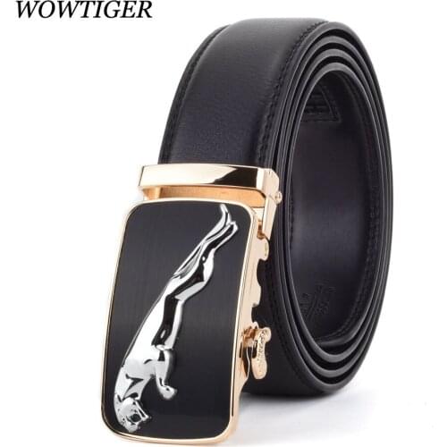 WOWTIGER NEW Designers Men Automatic Buckle Leather Brands luxury Belt Male Alloy buckle Belts for Men Ceinture Homme