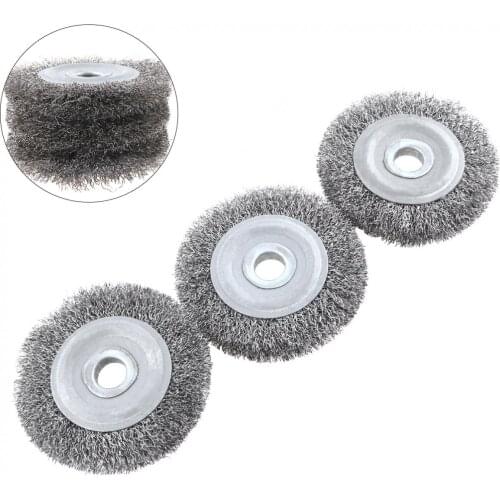 3pcs 100mm Diameter Stainless Steel Wire Polishing Brush Wheels Set with 16mm Hole and Parallel Shape for Polished Derusting New
