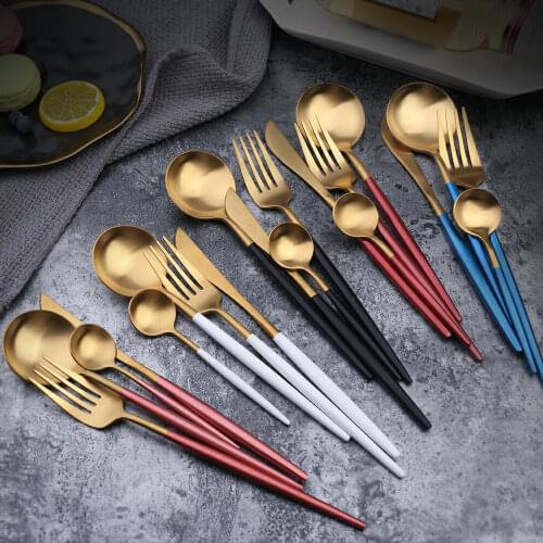 304 Stainless Steel Cutlery Tableware Set Table Knife Fork Coffee Spoon for Kitchen Home Dinner Appliance Dinnerware Set