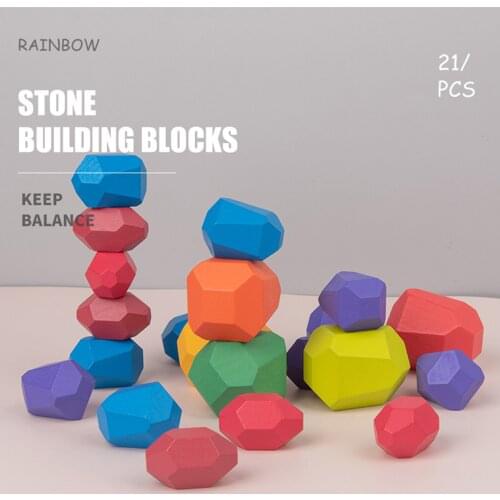Wooden Stone Board games Educational Toys For Kids Building Block Creative Toy Stacking Game Rainbow Toy Games for children
