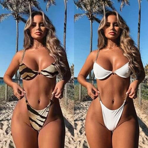 Autuspin Fashion Bikini Women Push Up Womens Swimsuit Leopard Striped Thong Bikinis Set Sexy Brazilian Micro Beach Bathing Suit