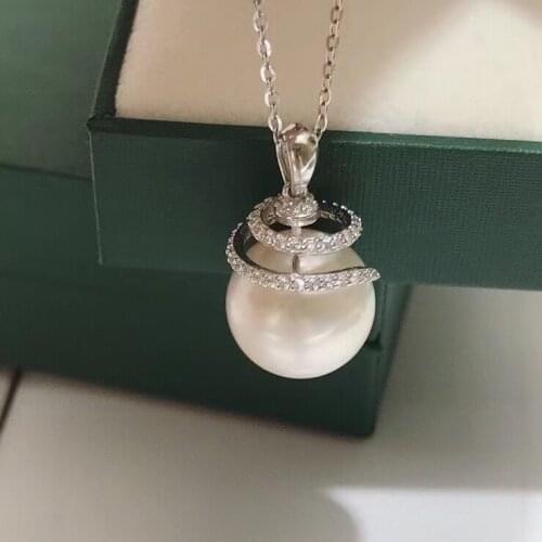 DIY Gorgeous 925 Sterling Silver Pendant Base Settings Mountings Findings Parts for Pearl Crystal Jade Agate 5pcs/lot