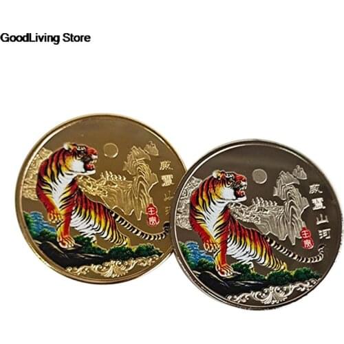 1pc 2022 Year of Tiger Commemorative Coin Collection China Zodiac Tiger Year Coins Souvenir 4cm