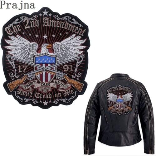 Prajna Military Gun Patch Rock Stalker Iron On Motorcycle Patches Large US Eagle Embroidered Biker Patches For Clothes Stickers