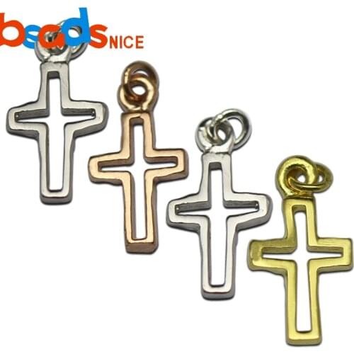 Beadsnice 30435smt2 Sterling Silver Cross Pendant Charm Plain Smooth Flat Cross Shape Charm for Necklace Jewelry Making