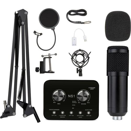 Professional bm 800 Condenser Microphone Kit Recording Microfone Set For Computer Braodcasting Karaoke Ktv bm800+Sound Card Set