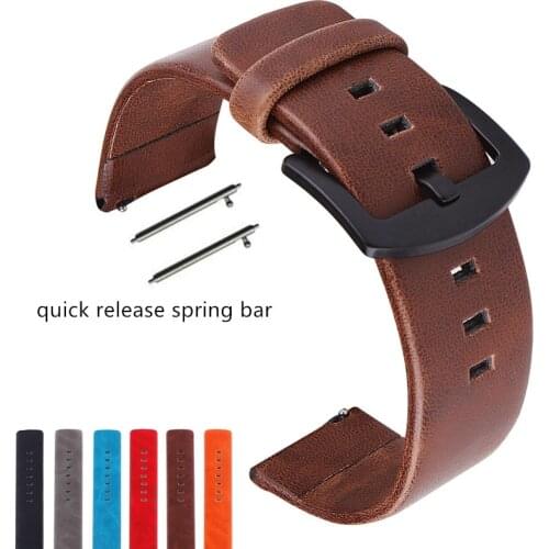 Genuine Leather Watchbands Bracelet Black Blue Gray Brown Cowhide Watch Strap For Women Men 18 20mm 22mm 24mm Wrist Band
