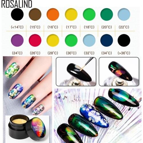ROSALIND Thermal Sensitive Color Changing Gel Nail Polish Semi Permanent For Nails Stamping Painting Pattern Art Base Top Coat