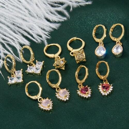 Heart Earrings for Women Gold Dangle Earrings Micro Pave Zircon CZ Love Paired Earring Trendy Punk New Fashion 2021 Earrings