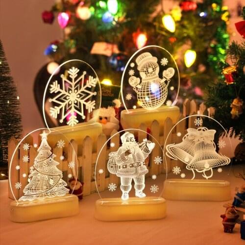 Led Christmas Decoration Light Home Decor Accessories 3d Light Lamp Christmas Holiday Gifts String Lights Santa Claus Ornaments