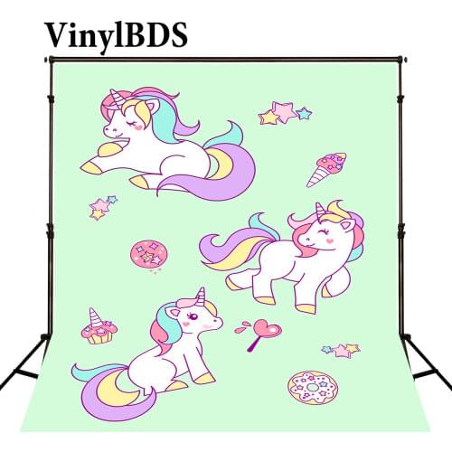 VinylBDS Unicorn Photography Background Birthday Party Photo Booth Backdrop Photocall Camera Fotografica For kids Fond Studio
