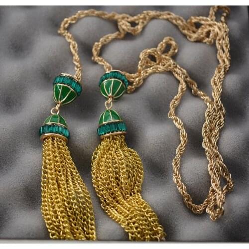 High quality celebrity necklace with fashion exaggeration tassel necklace women winter sweater chain accessories 2021