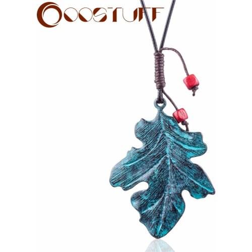 Wholesale Women Statement necklaces & pendants Plant Jewelry Green Leaf Pendants women collares mujer choker kolye bijoux femme