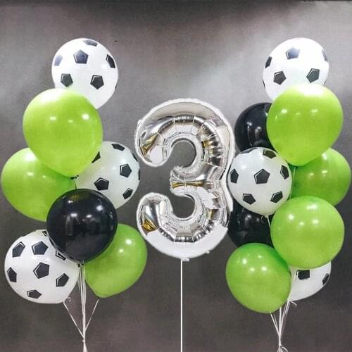 1set Football Balloons Birthday Party Decorations 32inch Silver Helium Foil Globos Kids Boy World Cup Ball Soccer Party Supplies