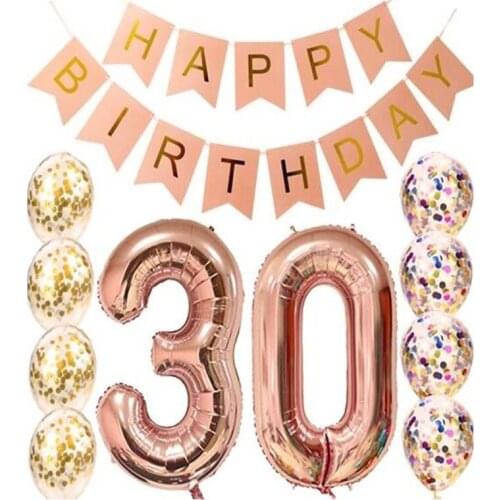 1 set Digital balloon set Digital aluminum balloon+Latex balloons+Banner Anniversary Articles Holiday Birthday Party Wedding