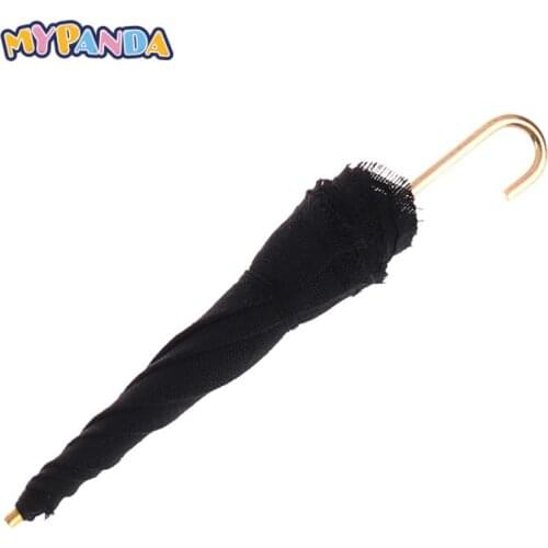1pc 1:12 Dollhouse Miniature Umbrella Model Toys Accessories Decoration Black Color