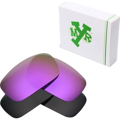 2 Pairs Mryok Polarized Replacement Lenses for Oakley Crankshaft Sunglasses Stealth Black & Plasma Purple