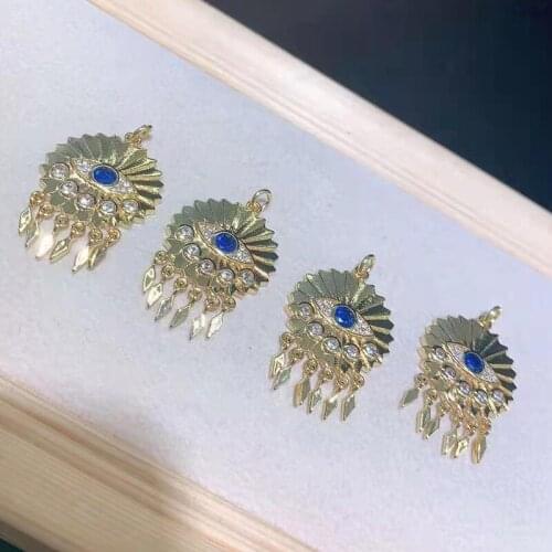 2pcs/lot High Quality Womens fashion cubic zircon Micro Pave Eye Round shape Fringes decoration pendant