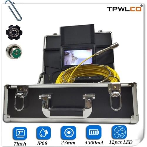 20m Cable Diameter 23mm 1000TVL Professional Camera With 12pcs LED Lights 7inch Underwater Industrial Pipe Video Plumbing System