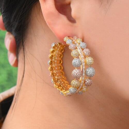 2021 Gorgeous Stunning Luxury Noble Hoop Earrings For Women Engagement Wedding Earring Accessories Jewelry Bijoux Gift