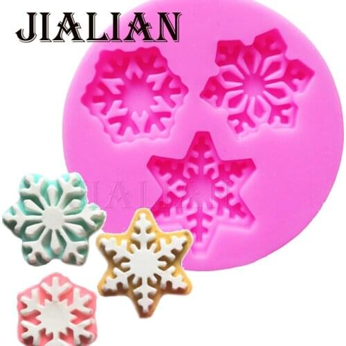 3D Christmas snowflake shape silicone mold for cake decorating tools formas de silicone clay/rubber T0927