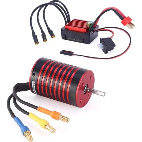 4700KV Brushless Motor and 35A ESC Combo Set 2s T plug Waterproof Compatible with Traxxas HSP Tamiya Axial 1/16 1/12 RC Car