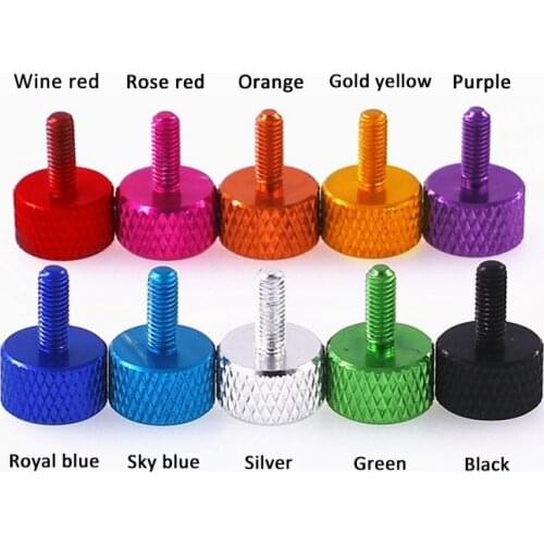 5PCS M3 Thumb Screw Aluminum Alloy Round Flat Head knurled Case Screws Bolt Multiple Color Length 5-50mm