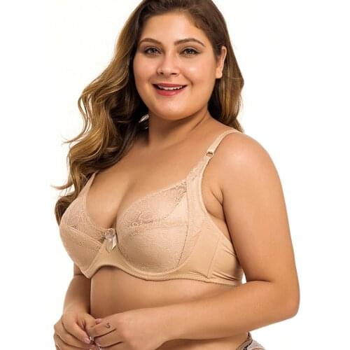 Womens Lace Bras Underwired Large Brassiere Sexy Bra Lingerie Tops Female Plus Size Bralette 32 34 36 38 40 42 44 46 B C D DD E