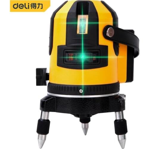 Deli DL332002 Two Lines Laser Cast Line Instrument LD Green Light Spirit Level 360° Fine-Tuning Home Building Design And Use