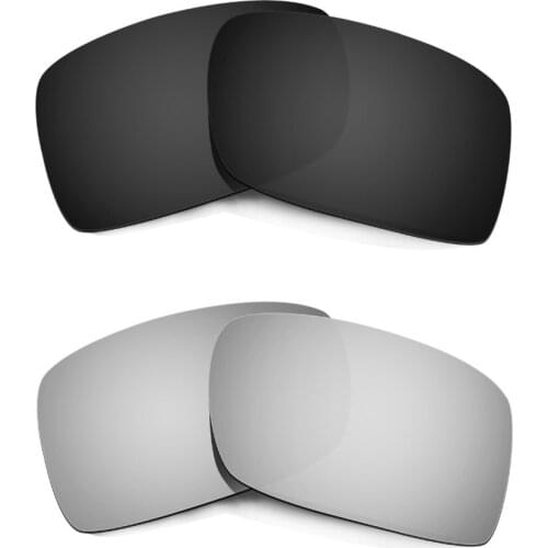 HKUCO For Gascan Sunglasses Polarized Replacement Lenses Black/Silver 2 Pairs