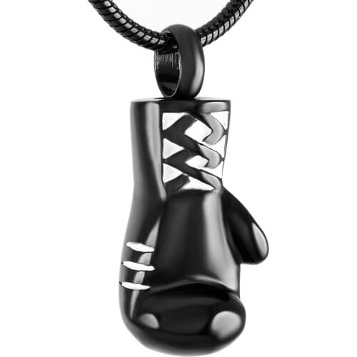 IJD8308 New Design Stainless Steel Cremation Jewelry for Ashes Unique Boxing Gloves Cremation Urn Pendant Men Charm Necklace