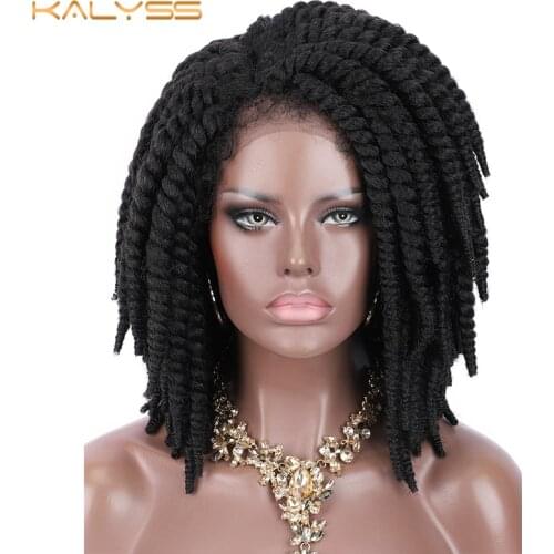 Kalyss Short Braided Wigs for Black Women Cornrow Braids Lace Wigs Synthetic Lace Front Wig Baby Hair Wig Side Part