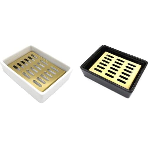 Ceramic Soap Dish Stainless Steel Soap Holder For Bathroom And Shower Double Layer Draining Soap Box