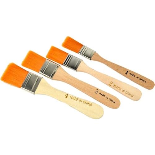 4Pcs Painting Brushes Wooden Handle Nylon Hair Acrylic Oil Painting Brush Kit for Artist Drawing Brush