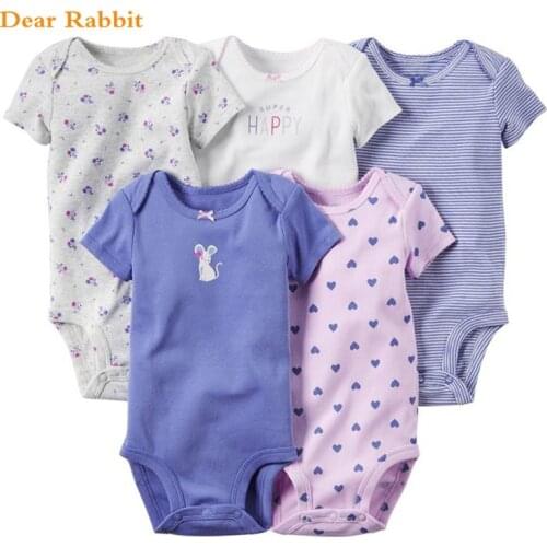 5PCS/LOT Unisex Top Quality Baby boy girl Romper Short Sleeve Cottom O-Neck 0-24M Novel New born Boys Girls Roupas Baby Clothes
