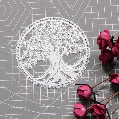 Lace Circle Frame Big Tree Metal Cutting Dies Stencils for Making Scrapbooking Album Festival Card Embossing DIY Cut Die