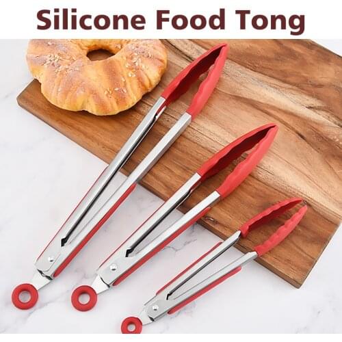 Kitchen Tongs Stainless Steel Silicone Kitchen Cooking Tongs Grilling Barbeque Food Non Stick Cookware Bread Tongs Kitchen Tools