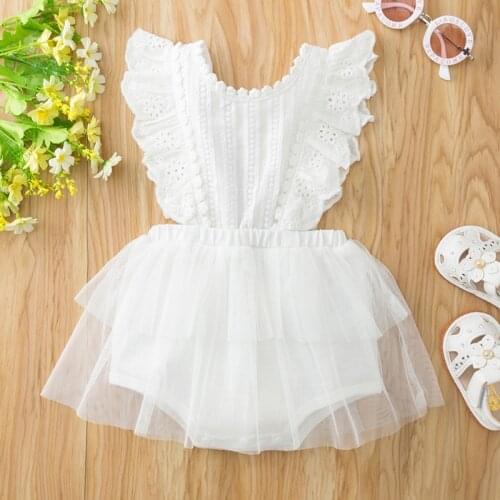 Summer Newborn Infant Baby Girl Lace Sleeveless Bodysuit Jumpsuit Sunsuit Summer Solid Color Toddler Girls Clothes