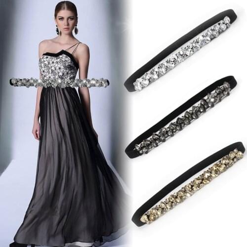 Fashion Crystal Belts For Women Elastic Black Gold Waist Belts Rhinestone Luxury Ladies Woman Belts For Dress Accesorios Mujer