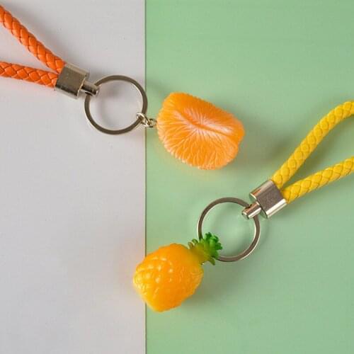 Fashion Lifelike Imitation Fruit Key Chain Orange Strawberry Key Ring Female Jewelry Cartoon Car Handbag Key Chains