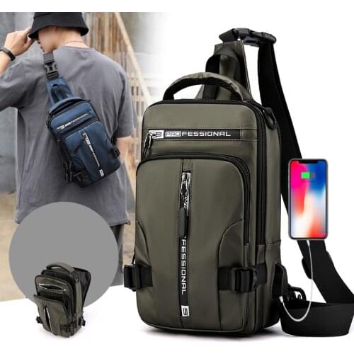 Multifunction Men Chest Bags 2020 New Unisex Cross Body Bags With USB Charging Waterproof Nylon Chest Pack Male Daypack Knapsack