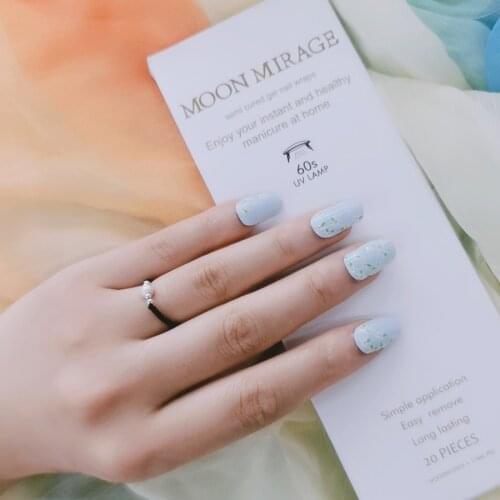 Semicured Gel Nails Stickers Set Full Cover Flower Petals Decoration Decals Stick on Manicure Art Blue Strip UV Light Required