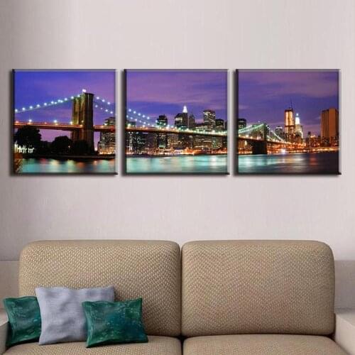 Canvas Poster Wall For Living Room 3 Panel The Brooklyn Bridge Painting Art Home Decor Framework Modular New York City Pictures