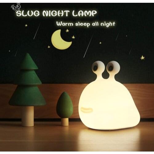 Slug Night Lights LED Touching Larva Night Light for Children Kids Rooms Timing Night Lamp Bedside Sleeping Rechargeable Lamps