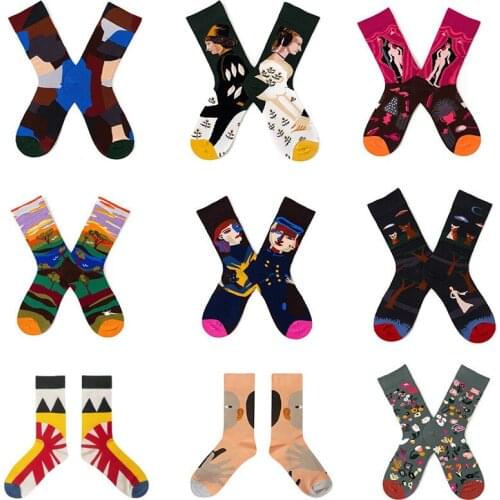 LEOSOXS New popular logo artistic female socks hyuna hyuna ins jacquard web celebrity street skate retro jacquard American style