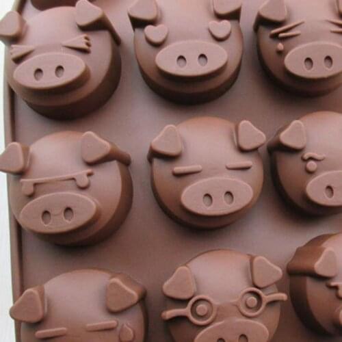 2021 New 15 Holes Funny Pig Shaped Silicone Soap Candy Fondant Chocolate Mould Cookies Cake Mold DIY Kitchen
