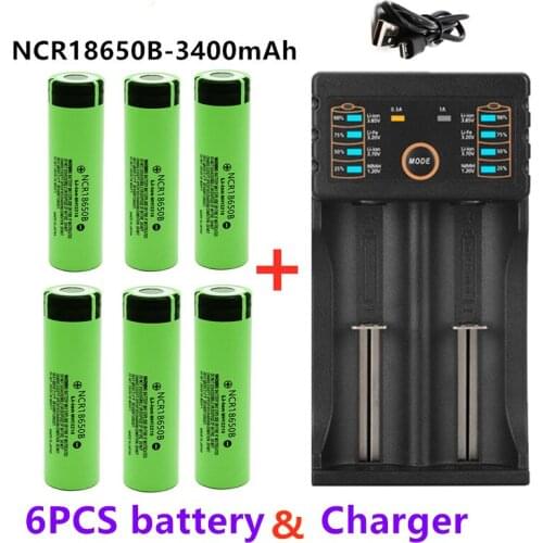 Original 18650 Rechargeable Batteries NCR18650B 3.7v 3400mah 18650 Lithium Replacement Battery for Flashlight batteries charger