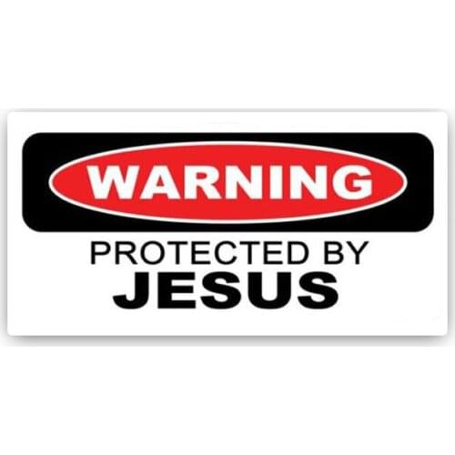 Personality WARNING PROTECTED BY JESUS PVC Decal Car Sticker,18cm*8cm