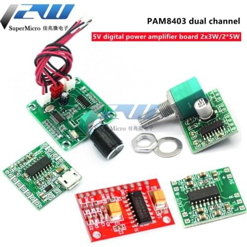 PAM8403 Power Amplifier Board, Digital Module, Class D, 2x3W Power Amplifier Board, High Power 2.5 ~ 5v, USB Power Supply